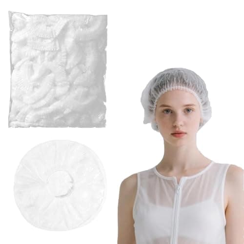 Image of 100 Pcs Shower Caps Disposable, Waterproof Thick Shower Hat, 42CM Plastic Elastic Hair Bath Cap for Women Men Hair Treatment, Salon, Spa, Travel, Home Use, Hotel, Shower