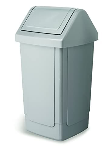 Image of Addis 40 litre Recycling Commercial Utility Waste Trash bin with Swing top Lid, All Metallic Silver Grey colour, 519036AMP