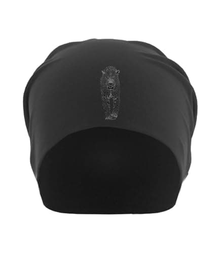 Image of Leopard Stealth Black Dot Art Unisex Thin Cotton Slouch Beanie Black