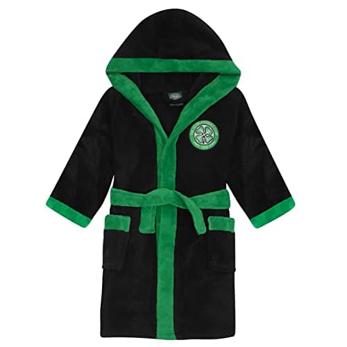 Image of Celtic FC Official Football Gift Boys Fleece Dressing Gown Robe Black 9-10 Years