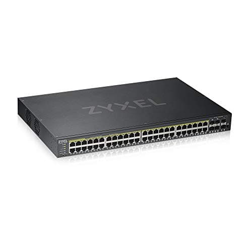 Image of Zyxel 48 Port PoE Switch | Smart Managed | Gigabit Network Ethernet Switch | 44x GbE PoE+ with 375W Budget + 4x SFP GbE PoE+ Combo + 2x SFP | Rack Mount | Smart Fan | Hybrid Mode Cloud | GS1920-48HPv2