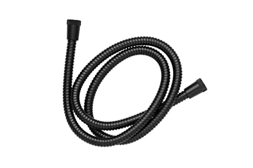 Image of Croydex 1.75m Matt Black Reinforced Stainless Steel Shower Hose - Large Bore, 2 Matt Black Conical Fitments, Compatible with Electric & Mixer Showers