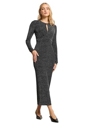 Image of Long Tall Sally - LTS Tall Glitter Sparkle Twist Maxi Dress - Women's Black
