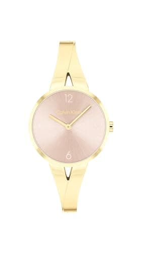 Image of Calvin Klein Analogue Quartz Watch for Women Joyful Collection with Gold Colored Stainless Steel Bangle Bracelet - 25100027