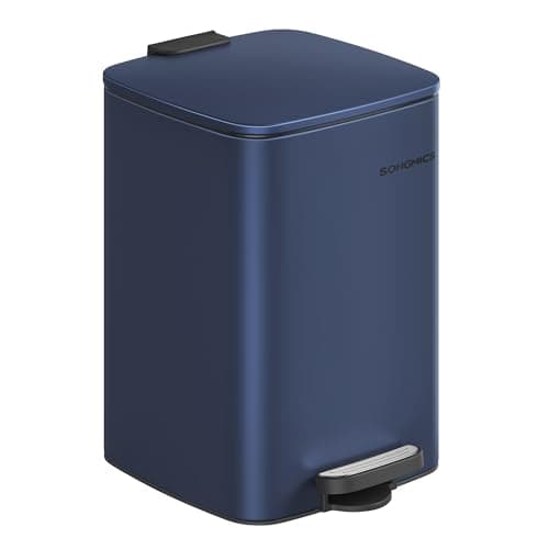 Image of SONGMICS Kitchen Bin, 5.2-Gallon (20 L) Trash Bin, Steel Pedal Bin, with Inner Bucket, Soft Close and Stays Open, Midnight Blue LTB592Q02