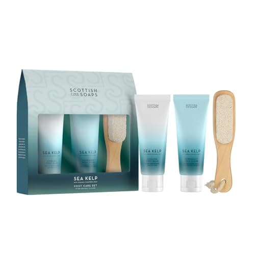 Image of Scottish Fine Soaps Sea Kelp Foot Care Set – Exfoliating Foot Scrub with Peppermint & Lemon Oils + Cooling Foot Balm with Eucalyptus & Menthol for Smooth, Refreshed Feet