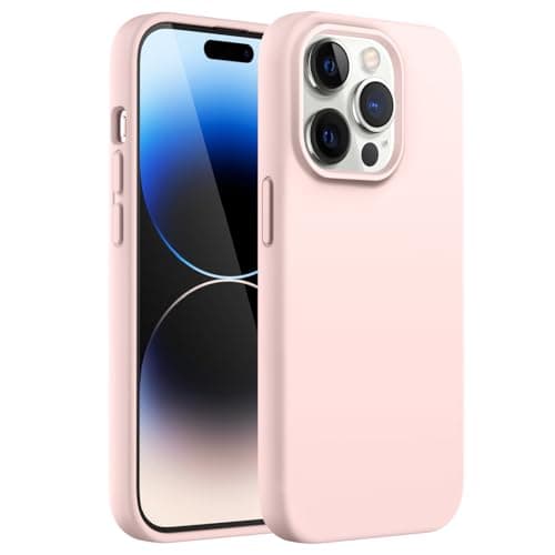 Image of JETech Silicone Case for iPhone 14 Pro Max 6.7-Inch, Silky-Soft Touch Full-Body Protective Phone Case, Shockproof Cover with Microfiber Lining (Pink)