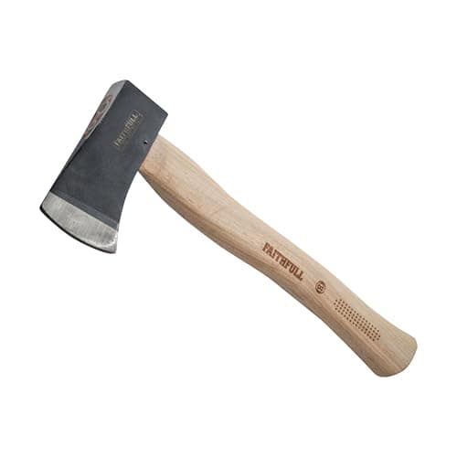 Image of Faithfull Hatchet with FSC Hickory Shaft & Tempered Carbon Steel Head - Small Axe for Branch Trimming & Root Cutting – 567g (1.1/4lb)