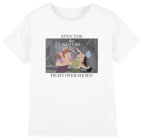 Image of Cinderella Even The Best Sisters with Anastasia and Drizella Girls T Shirt, White, 7-8 Years