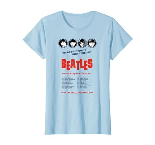 Image of Official The Beatles UK Tour 1964 Vintage Band Retro T-Shirt