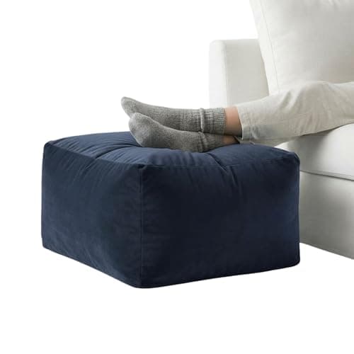 Image of Kosiproducts Velvet Beanbag Ottoman Rectangle Footstool Pouf Chair Pouffe Soft Plush Feel (Navy Blue 60x40x30)