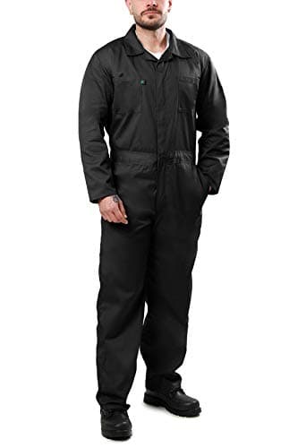 Image of Kolossus Deluxe Long Sleeve Cotton Blend Coverall with Multi Pockets and Antistatic Zipper - black - X-Large