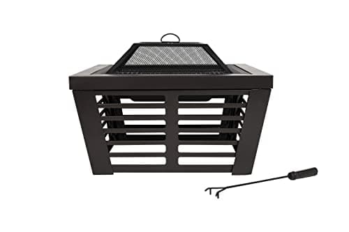 Image of La Hacienda Elda Large Bowl Fire Pit with BBQ Grill - Outdoor Patio Heater Firepit XL 75cm, Black