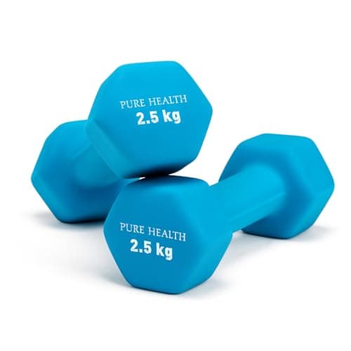 Image of Neoprene Dumbbell Hand Weights Pair Home Exercise for Women Men Arm Pilates Dumbbells in 1kg 1.5kg 2kg 3kg 4kg 5kg 8kg 10kg Set (Blue (2.5KG, Pair))