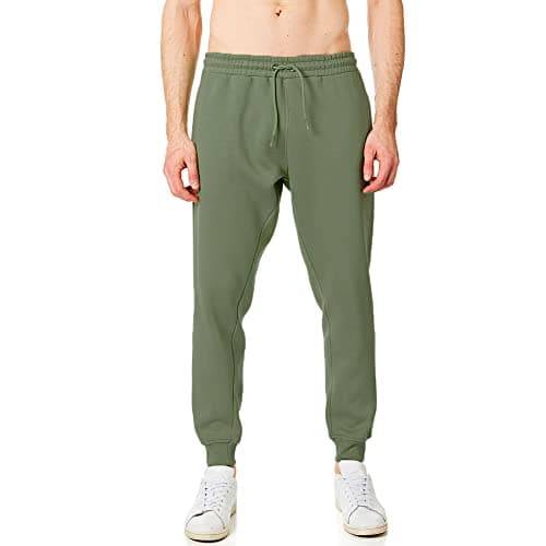 Image of RIPT Men’s Fleece Joggers with Drawstring Waist Cuffed Tracksuit Bottoms with Pockets Soft Touch Sweatpants for Gym & Loungewear (Army, M)