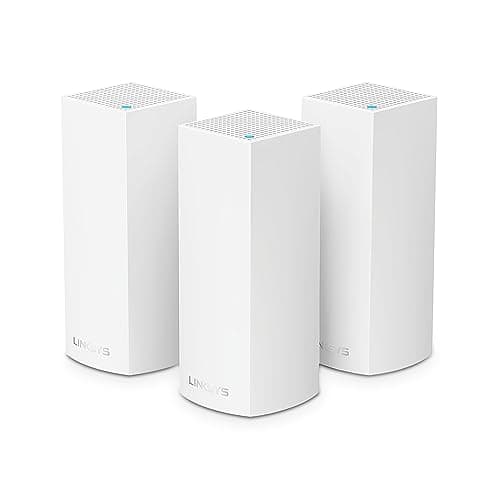Image of Linksys Velop WHW0303 Tri-Band Whole Home Mesh WiFi 5 System (AC2200) - WiFi Router Extender & Booster up to 6000 sq ft for 60+ Devices - Supports MU-MIMO & Parental Control - 3 Pack, White