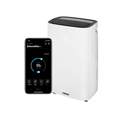 Image of Princess Smart Dehumidifier, 20L/Day, Suitable for Spaces up to 30m2, Easy Steer Wheels, Laundry Mode, 24 Hour Timer, Defrost Function, Free App, Compatible with iOS and Android