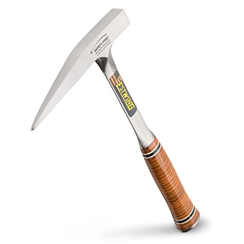 Image of Estwing E13PM Rock Pick -Geological Hammer with Milled Face & Genuine Leather Grip - ,Brown,13 oz