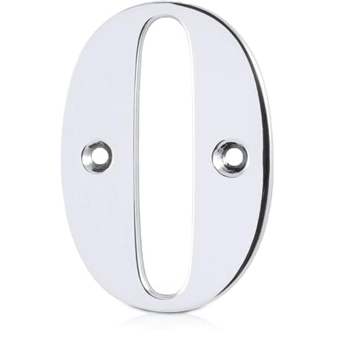 Image of XFORT Polished Chrome Front Door Number 0, House Number Suitable for All Door Types including Wooden, uPVC, and Composite.