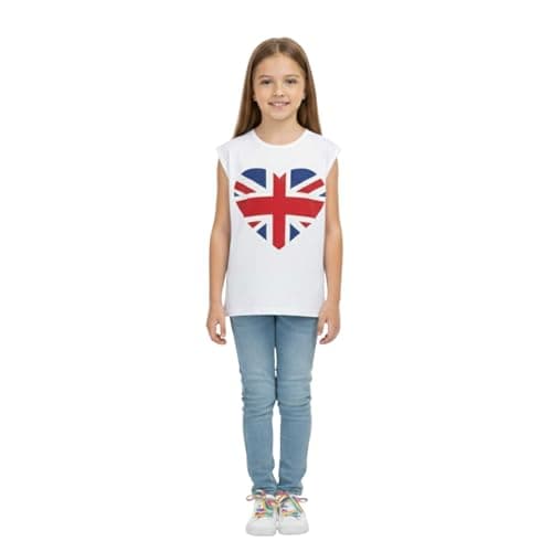 Image of A2Z 4 Kids Girls T Shirts England Football World Cup Heart T-Shirt Soft Feel Tank - T Shirt 552 White 5-6
