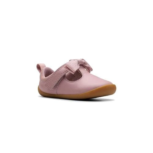 Image of Clarks Roamer Trim Tb Pink Leather Kids Girls First and Baby Shoes 8390-66F