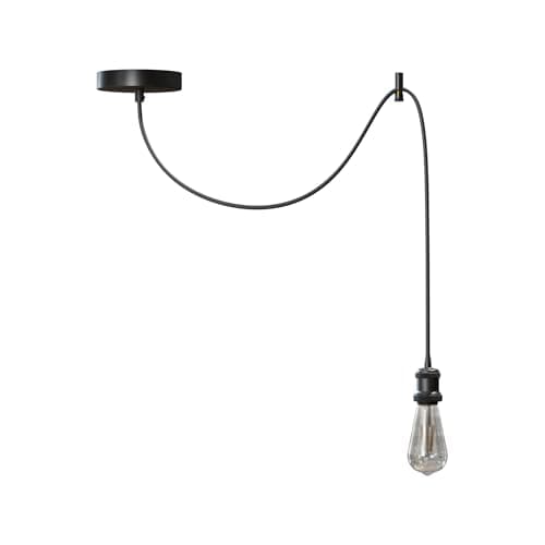 Image of LEDSone Vintage Industrial Pendant Light Fitting E27 with 2m Adjustable Fabric Cable & 10cm Ceiling Canopy - Hanging Lamp for Kitchen, Living Room, Café