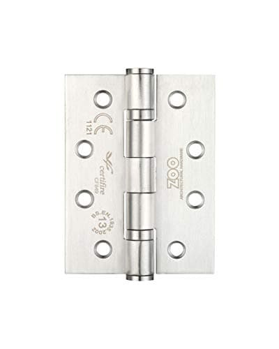 Image of Chivrose Ltd Zoo ZCHSS243 Grade 13 Fire Rated Ball Bearing Hinge 102 x 76 x 3mm - Sold as a PAIR + Screws (Satin Stainless Steel (SSS))