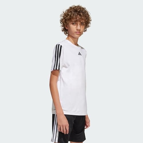 Image of adidas Train Essentials 3-Stripes T-Shirt Boy's, White/Black, 9-10 Years