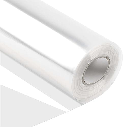 Image of PINGEUI 80cm × 50m Clear Cellophane Wrap Roll, Transparent Wrapping Paper, Crystal Clear Wrapping Rolls for Baskets, Gift, Flower Wrapping