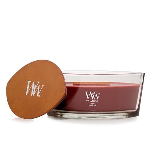 Image of WoodWick Scented Candle with Crackling Wick | Rouge Oud Ellipse Candle | Long Burning Candles: Up to 50 Hours Burn Time | Perfect Gifts for Women
