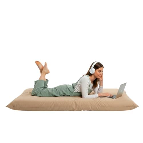 Image of Kosiproducts Beanbag Floor Square Cushions Pillow indoor outdoor garden Water Resistant 100% Polyester [70cmx70cm, Beige]