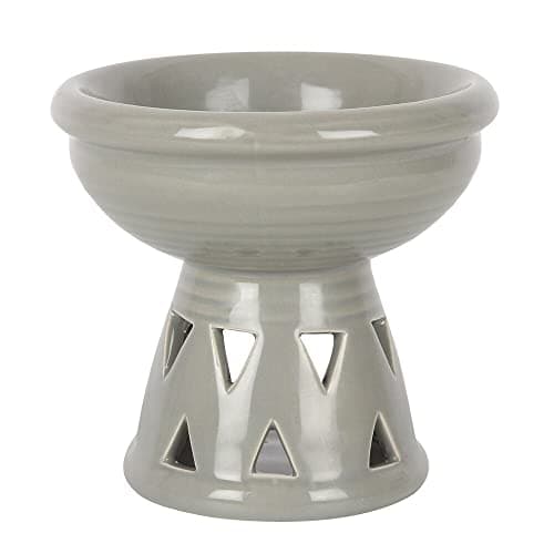 Image of Gorgeous Grey Ceramic Deep Bowl Oil Burner - 12cm x 13cm(1 Pc.) - Premium Material, Versatile & Elegant Design - Ideal Home Decor, Relaxing Ambiance