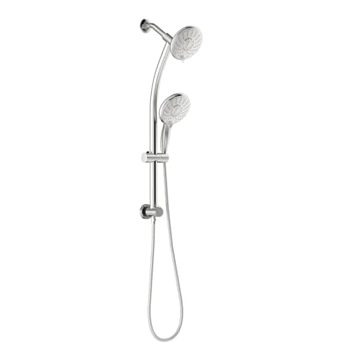 Image of Sarlai Shower Riser Rail Kit,with 5 inch Rainfall ShowerHead and Handheld,5 Spray Jet Modes Shower Head and Hose Set,Handheld Shower Mixer 2-Way Diverter for Bathrooms,Chrome