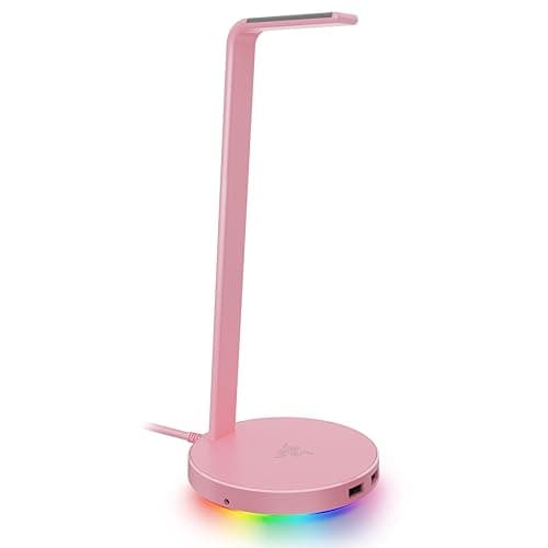 Image of Razer Base Station V2 Chroma - Chroma Enabled Headset Stand with 3.1 USB Hub and 7.1 Surround Sound (2 USB 3.1 Ports, Intergrated Headset Stand, Non-Slip Base, Chroma RGB) Quartz Pink