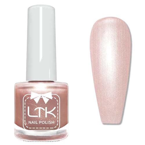 Image of Champagne Gold Nail Polish - Pearl Nail Varnish - Rose Gold Glitter nail Polish - No Bake Quick Dry Nail polish Reflecting Shimmer White Gloss - Pearlescent nail Polish Smooth No Chip Long Last