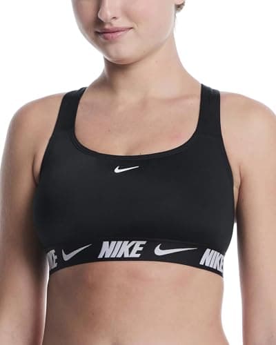 Image of NIKE Swim Logo Tape Racerback Bikini Top Black