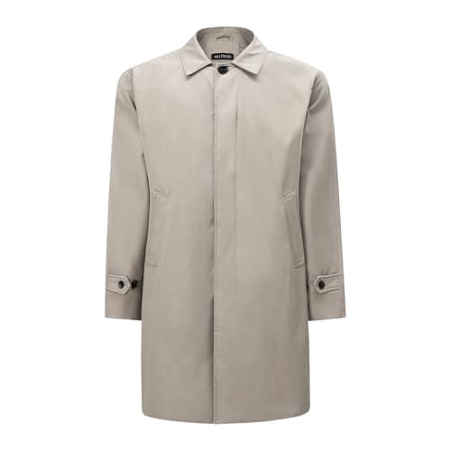 Image of Allthemen Mens Trench Coat Classic Casual Mid Length Jacket Lightweight Windbreaker Overcoat for Spring Autumn Beige M