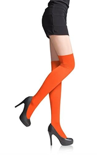 Image of SENTELEGRI LADIES OVER THE KNEE SOCKS LADIES THIGH HIGH SOCKS 22 Colours (Orange)