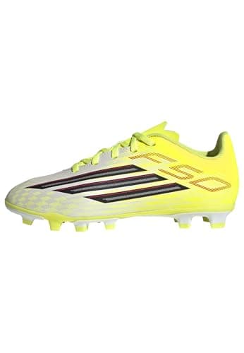 Image of adidas Unisex Kids F50 Club Firm Ground/Multi Ground Football Boots Kids, Team Solar Yellow 2/core Black/Lucid red, 5 UK