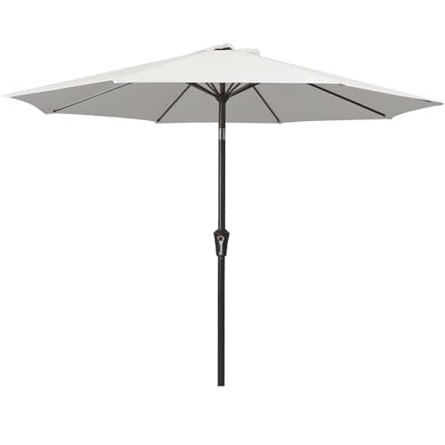 Image of Palawano 2.7m Garden Parasol, Patio Umbrella with Push Button Tilt & Crank System, UPF50+ UV Protection Outdoor Sun Shade for Garden, Patio, Deck, Backyard & Pool, Creamy White