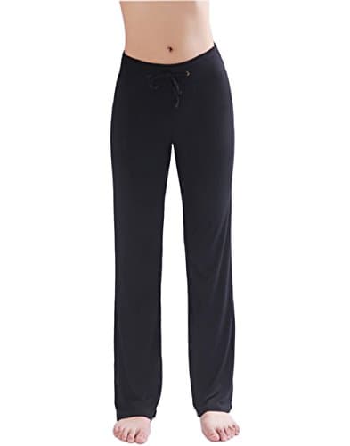 Image of HOEREV Women's Soft Modal Slimming Lounge Pants Yoga Pants Pajama Pant - Black - Medium