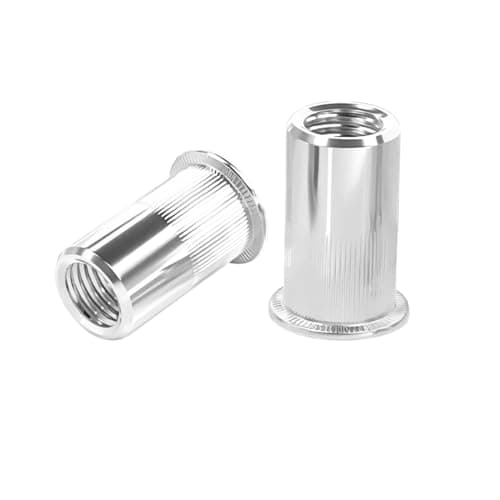 Image of Qrity 50 PCS Rivet Nut, Stainless Steel Flat Head Threaded Insert Nutsert Kit, M6 Fasteners Nut