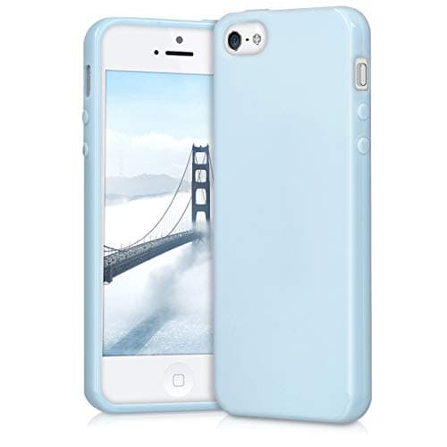 Image of kwmobile Case for Apple iPhone SE (1.Gen 2016) / iPhone 5 / iPhone 5S Case - Soft Cover - Shockproof TPU Material - Wireless Charging - Light Blue Matte