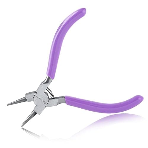 Image of SPEEDWOX Round Nose Pliers for Jewelry Making, Wire Looping, Bending, Micro, Mini, Small, Looper, Anti-Rust, Ergonomic Grip, PVC Handle, Carbon Steel, Purple