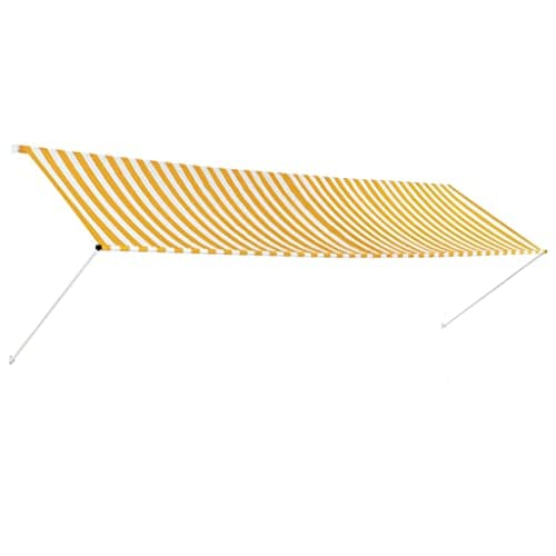 Image of vidaXL 143757 Retractable Awning Yellow White 400 x 150 cm Clamp Awning Sun Protection Balcony Fabric One Size