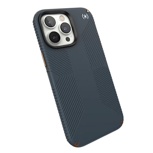 Image of Speck iPhone 14 Pro Max Case - Drop Protection, Scratch Resistant, Dual Layer Slim Phone Case for 6.7 Inch iPhones 14 Pro Max - Built for MagSafe - Presidio2 Grip - Charcoal/Cool Bronze/White