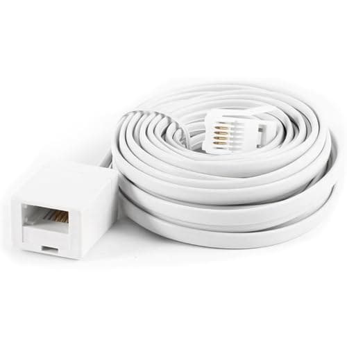 Image of 1 Pcs 5 Meter Telephone Extension Cable, BTTelephone Extension Cable, Phone Line, Straight Through Telephone ExtensionCable for UK Landline Phone Cord Home & Office Fax Modem Extender (White 6P6C)