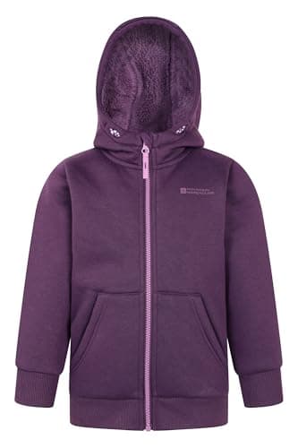 Image of Mountain Warehouse Alpine II Kids Full-Zip Hoodie - Warm & Cozy Top with Sherpa Lining, For Boys & Girls - Best for Autumn, Winter, Outdoors, Walking, Hiking Purple Kids Size 11-12 Years