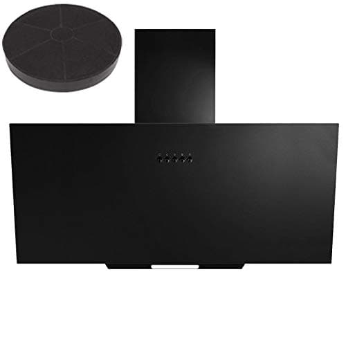 Image of SIA AH70BL 70cm Black Angled Glass Chimney Kitchen Cooker Hood Fan & Filter