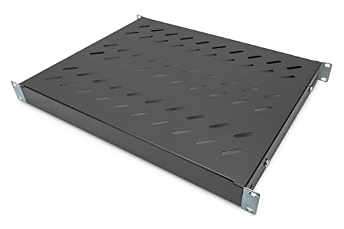 Image of DIGITUS Shelf - Variable depth - For fixed installation - 19-inch - 1U - Load capacity 50 kg - For network and server cabinets - From 600 mm cabinet depth - Black